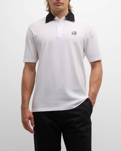 Мужская рубашка-поло из пике с контрастным воротником Loewe
