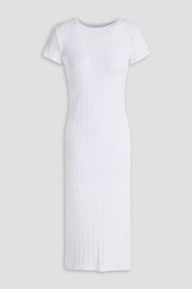 Платье миди из эластичного хлопка и модала в рубчик ENZA COSTA, белый