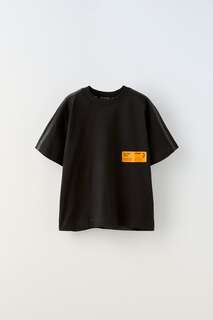 Спортивная футболка с контрастными деталями Zara, черный