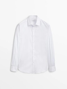 Рубашка приталенного кроя из эластичной ткани Massimo Dutti, белый