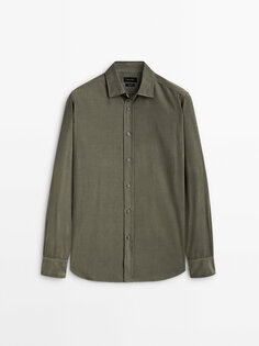 Рубашка Massimo Dutti Regular Fit Needlecord, темно-зеленый