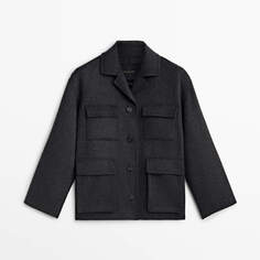 Пальто Massimo Dutti Short Wool Blend With Pockets, светло-серый