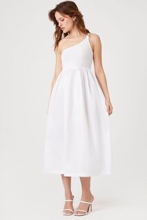 Платье миди в стиле бебидолл на одно плечо Forever 21, белый