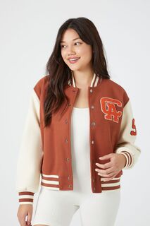 Куртка-бомбер Letterman от California Varsity Forever 21, коричневый