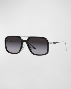 Мужские прямоугольные солнцезащитные очки с двойной перемычкой Prada