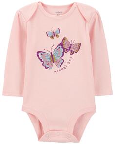 Боди Baby Mommy&apos;s BFF Butterfly с длинными рукавами Carter&apos;s, розовый Carters