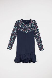 Трикотажное платье Coccodrillo темно-синий с цветочным принтом