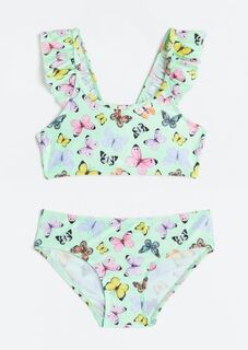 Раздельный купальник с принтом H&amp;M Butterflies Print, зеленый H&M