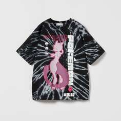 Футболка Zara Tie-dye Mewtwo Pokémon Nintendo, черный