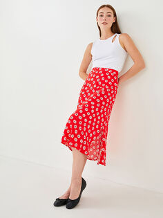 Женская юбка из вискозы с эластичным поясом и узором LCWAIKIKI Classic