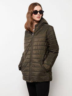 Женское пальто прямого кроя с длинным рукавом с капюшоном LCW Eco