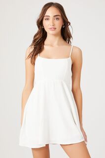 Мини-платье с расклешенной юбкой на бретельках Forever 21, белый