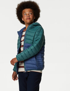 Легкая стеганая куртка Stormwear (6–16 лет) Marks &amp; Spencer, зеленый микс