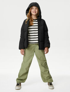 Стеганое пальто Stormwear (6–16 лет) Marks &amp; Spencer, черный