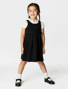 Школьный сарафан из джерси с бантом для девочек (2–12 лет) Marks &amp; Spencer, черный