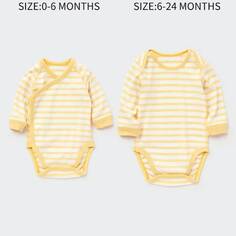 Боди для новорожденных Uniqlo Striped Long Sleeved, желтый