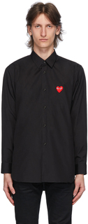 Черно-красная рубашка с нашивкой в ​​виде сердца Comme des Garçons Play