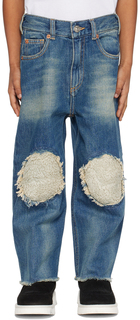 Детские синие рваные джинсы MM6 Maison Margiela
