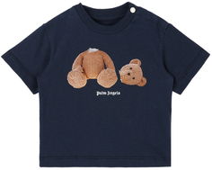 Детская темно-синяя футболка с медведем Palm Angels