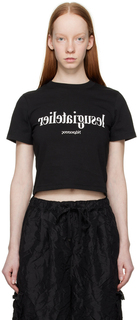 Черная зеркальная футболка с типографикой lesugiatelier