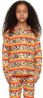 Детская разноцветная футболка с длинными рукавами в леопардовую полоску Mini Rodini