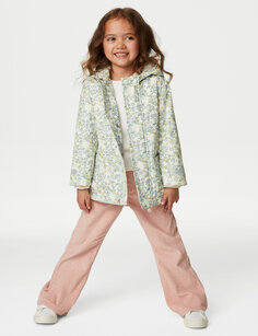 Рыбацкое пальто Stormwear с капюшоном и цветочным принтом (2–8 лет) Marks &amp; Spencer, мульти