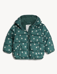 Пальто со звездным принтом (0–3 года) Marks &amp; Spencer, зеленый микс