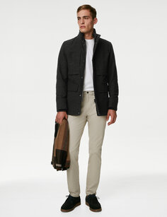 Куртка из молескина с воротником-воронкой Marks &amp; Spencer, черный микс