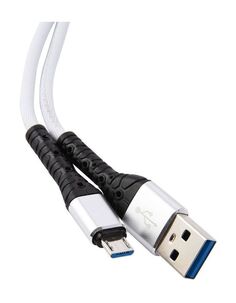 Дата-кабель mObility USB – microUSB, 3А, тканевая оплетка, белый УТ000024533