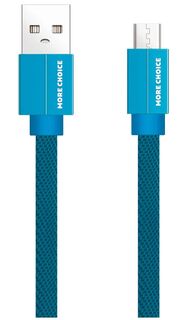 Дата-кабель More choice USB 2.1A для micro плоский USB K20m нейлон 1м (Blue)