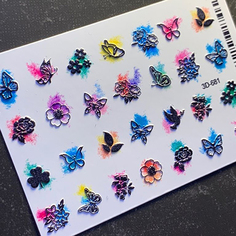 Набор, Anna Tkacheva, 3D-слайдер №681 «Цветы. Бабочки», 3 шт.