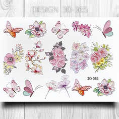 Набор, Anna Tkacheva, 3D-слайдер №365 «Цветы. Бабочки», 3 шт.