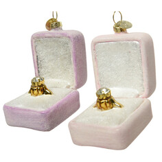 Игрушки елочные одиночные подвеска Обручальное кольцо 7см стекло розовый в асс-те Kaemingk