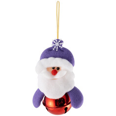 Игрушки елочные одиночные подвеска Дед Мороз колокольчик 10см фиолетовый Волшебная страна