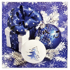 Салфетки с дизайном салфетки BOQUET Новогодняя композиция синяя 3-слойные 33х33см 20шт Bouquet
