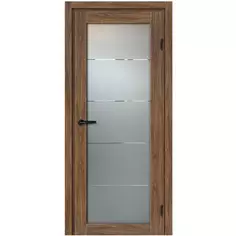 Дверь межкомнатная остекленная с замком и петлями в комплекте Толедо Орех Галант 80x200 см CPL цвет коричневый МАРИО РИОЛИ