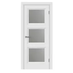 Дверь межкомнатная остекленная с замком и петлями в комплекте Трилло 60x200 см Hardflex цвет белый жемчуг МАРИО РИОЛИ