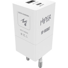Сетевое зарядное устройство (СЗУ) Hiper HP-WC007 3A+2.22A PD+QC универсальное белый