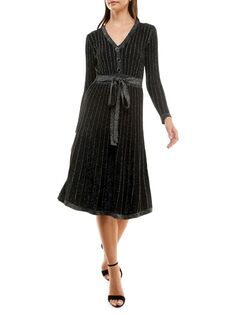 Платье а-силуэта с завязками спереди и люрексом Nicole Miller Very black