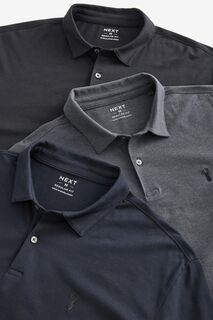 Комплект из 3 рубашек-поло с длинными рукавами из джерси Next, синий