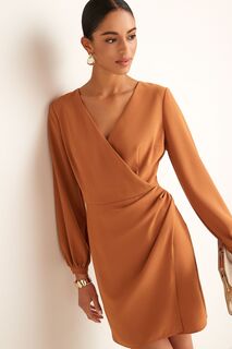 Элегантное платье мини из крепа Next, коричневый