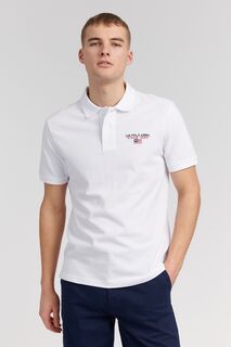 Светло-ворсовая рубашка-поло из пике стандартного кроя USPA Sport с белым логотипом U.S. Polo Assn, белый