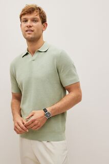 Рубашка фактурного трикотажа с короткими рукавами и воротником Next, зеленый