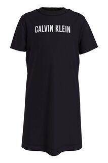 Черное девичье платье-футболка Calvin Klein, черный