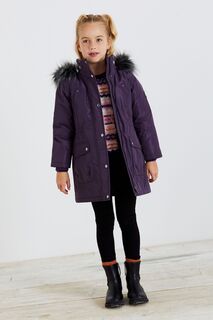 Непромокаемая парка-пальто с отделкой из искусственного меха Next, фиолетовый