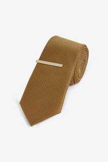 Текстурированный галстук и зажим Next, желтый