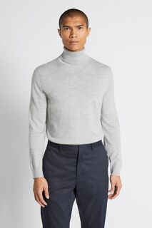 Серый свитер из шерсти мериноса с водолазкой MOSS, серый