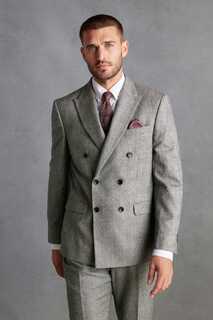 Фирменный двубортный пиджак EA Matthews из ткани в британскую клетку Next, серый