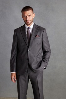 Полосатый пиджак стандартного кроя Signature Empire Mills British Fabric Next, серый