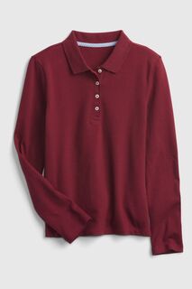 Рубашка-поло Uniform с длинными рукавами из натурального хлопка Gap, красный